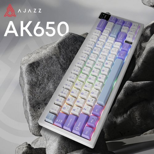 Купити Клавіатура Ajazz AK650 RGB Flying Fish Switch Wireless With Screen (AK650-FF-PWB) Purple - ціна в Києві, Львові, Вінниці, Хмельницькому, Франківську, Україні | інтернет-магазин TELEMART.UA фото