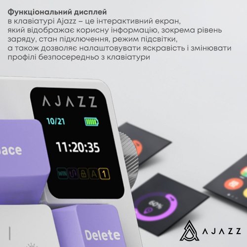 Купити Клавіатура Ajazz AK650 RGB Flying Fish Switch Wireless With Screen (AK650-FF-PWB) Purple - ціна в Києві, Львові, Вінниці, Хмельницькому, Франківську, Україні | інтернет-магазин TELEMART.UA фото