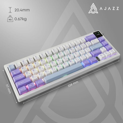 Купити Клавіатура Ajazz AK650 RGB Flying Fish Switch Wireless With Screen (AK650-FF-PWB) Purple - ціна в Києві, Львові, Вінниці, Хмельницькому, Франківську, Україні | інтернет-магазин TELEMART.UA фото