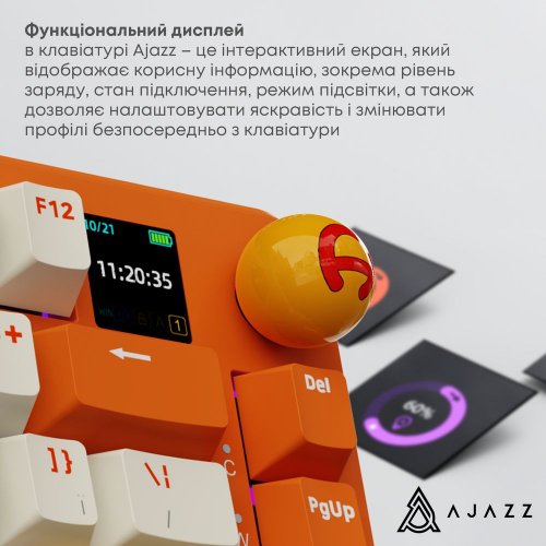 Купить Клавиатура Ajazz AK820 MAX RGB Avocado Switch Wireless With Screen (AK820MAX-AS-OW) Orange - цена в Харькове, Киеве, Днепре, Одессе
в интернет-магазине Telemart фото