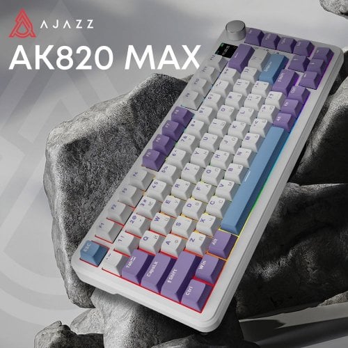 Купити Клавіатура Ajazz AK820 MAX RGB Magnetic Switches Wireless With Screen (AK820MAX-M-PWB) Purple - ціна в Києві, Львові, Вінниці, Хмельницькому, Франківську, Україні | інтернет-магазин TELEMART.UA фото