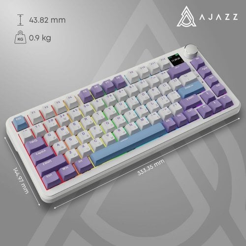 Купити Клавіатура Ajazz AK820 MAX RGB Magnetic Switches Wireless With Screen (AK820MAX-M-PWB) Purple - ціна в Києві, Львові, Вінниці, Хмельницькому, Франківську, Україні | інтернет-магазин TELEMART.UA фото