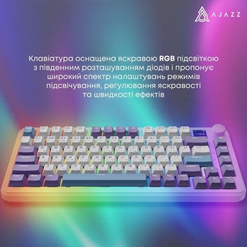 Купити Клавіатура Ajazz AK820 MAX RGB Magnetic Switches Wireless With Screen (AK820MAX-M-PWB) Purple - ціна в Києві, Львові, Вінниці, Хмельницькому, Франківську, Україні | інтернет-магазин TELEMART.UA фото