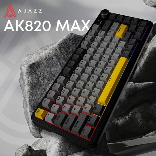 Купити Клавіатура Ajazz AK820 MAX RGB Magnetic Switches Wireless With Screen (AK820MAX-M-BGY) Black - ціна в Києві, Львові, Вінниці, Хмельницькому, Франківську, Україні | інтернет-магазин TELEMART.UA фото