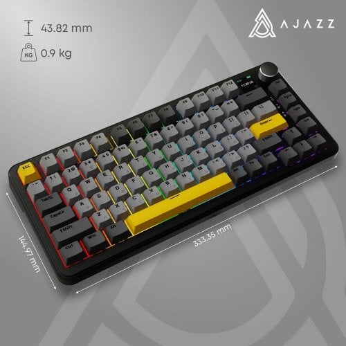 Купити Клавіатура Ajazz AK820 MAX RGB Magnetic Switches Wireless With Screen (AK820MAX-M-BGY) Black - ціна в Києві, Львові, Вінниці, Хмельницькому, Франківську, Україні | інтернет-магазин TELEMART.UA фото