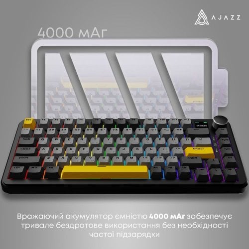 Купити Клавіатура Ajazz AK820 MAX RGB Magnetic Switches Wireless With Screen (AK820MAX-M-BGY) Black - ціна в Києві, Львові, Вінниці, Хмельницькому, Франківську, Україні | інтернет-магазин TELEMART.UA фото