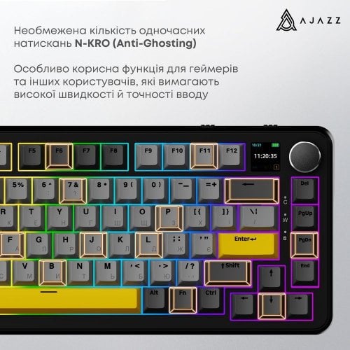 Купить Клавиатура Ajazz AK820 MAX RGB Magnetic Switches Wireless With Screen (AK820MAX-M-BGY) Black - цена в Харькове, Киеве, Днепре, Одессе
в интернет-магазине Telemart фото