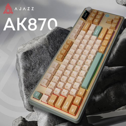 Купити Клавіатура Ajazz AK870 RGB Jasmine Switch Wireless With Screen (AK870-JS-YWG) Yellow - ціна в Києві, Львові, Вінниці, Хмельницькому, Франківську, Україні | інтернет-магазин TELEMART.UA фото