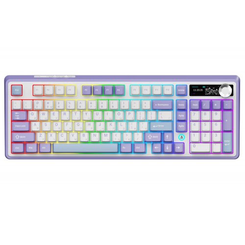 Купити Клавіатура Ajazz AK980 RGB Clear Sky Switch Wireless With Screen (AK980-CS-PWB) Purple - ціна в Києві, Львові, Вінниці, Хмельницькому, Франківську, Україні | інтернет-магазин TELEMART.UA фото