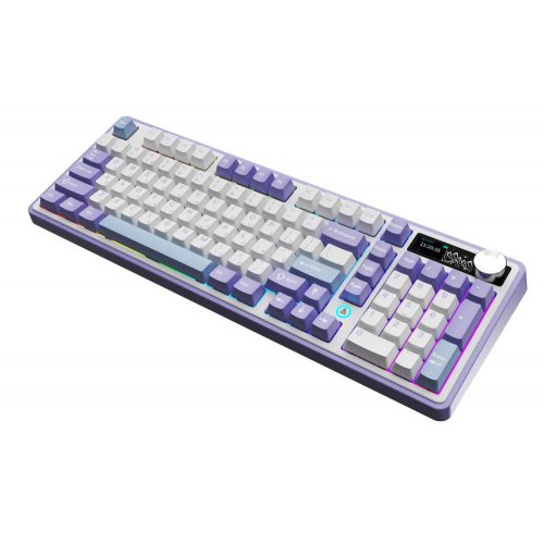 Купити Клавіатура Ajazz AK980 RGB Clear Sky Switch Wireless With Screen (AK980-CS-PWB) Purple - ціна в Києві, Львові, Вінниці, Хмельницькому, Франківську, Україні | інтернет-магазин TELEMART.UA фото