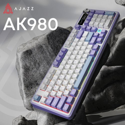 Купити Клавіатура Ajazz AK980 RGB Clear Sky Switch Wireless With Screen (AK980-CS-PWB) Purple - ціна в Києві, Львові, Вінниці, Хмельницькому, Франківську, Україні | інтернет-магазин TELEMART.UA фото