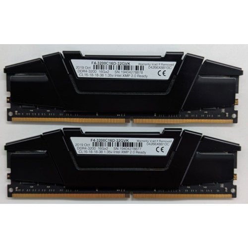 Озп G.Skill DDR4 32GB (2x16GB) 3200Mhz Ripjaws V (F4-3200C16D-32GVK) (Відновлено продавцем, 742761) купити з перевіркою сумісності: огляд, характеристики, ціна у Києві, Львові, Вінниці, Хмельницькому, Івано-Франківську, Україні | інтернет-магазин TELEMART.UA фото