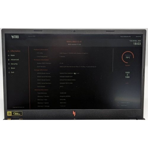 Купити Ноутбук Acer Nitro V15 ANV15-41 (NH.QSGEU.006) Obsidian Black (Відновлено продавцем, 742787) - ціна в Києві, Львові, Вінниці, Хмельницькому, Франківську, Україні | інтернет-магазин TELEMART.UA фото