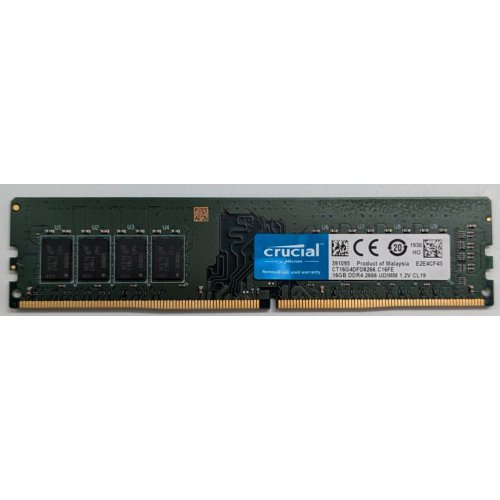 Купить Озу Crucial DDR4 16GB 2666Mhz (CT16G4DFD8266) (Восстановлено продавцом, 743119) с проверкой совместимости: обзор, характеристики, цена в Киеве, Днепре, Одессе, Харькове, Украине | интернет-магазин TELEMART.UA фото