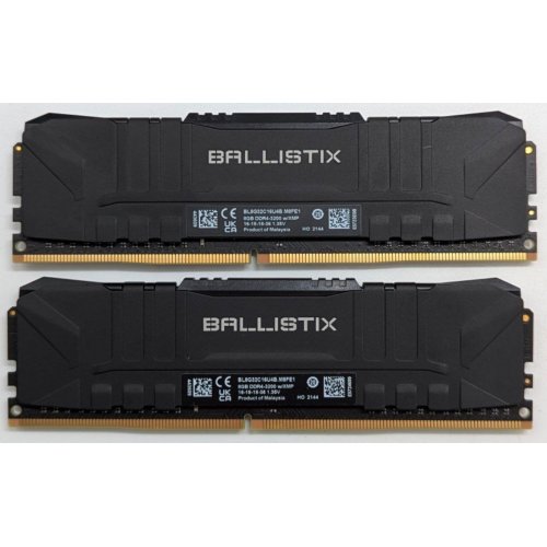 Озп Crucial DDR4 16GB (2x8GB) 3200Mhz Ballistix Black (BL2K8G32C16U4B) (Відновлено продавцем, 743154) купити з перевіркою сумісності: огляд, характеристики, ціна у Києві, Львові, Вінниці, Хмельницькому, Івано-Франківську, Україні | інтернет-магазин TELEMART.UA фото