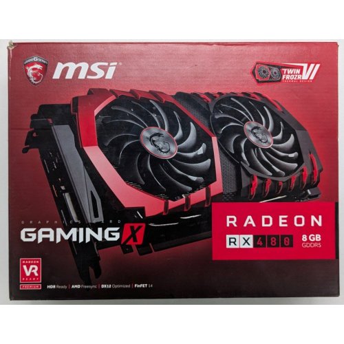 Відеокарта MSI Radeon RX 480 Gaming X 8192MB (RX 480 Gaming X 8G) (Відновлено продавцем, 743445) купити з перевіркою сумісності: огляд, характеристики, ціна у Києві, Львові, Вінниці, Хмельницькому, Івано-Франківську, Україні | інтернет-магазин TELEMART.UA фото