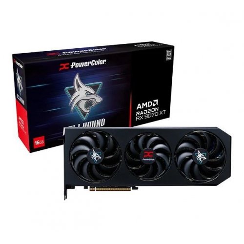 Купить Видеокарта PowerColor Radeon RX 9070 XT Hellhound 16384MB (RX9070XT 16G-L/OC) с проверкой совместимости: обзор, характеристики, цена в Киеве, Днепре, Одессе, Харькове, Украине | интернет-магазин TELEMART.UA фото