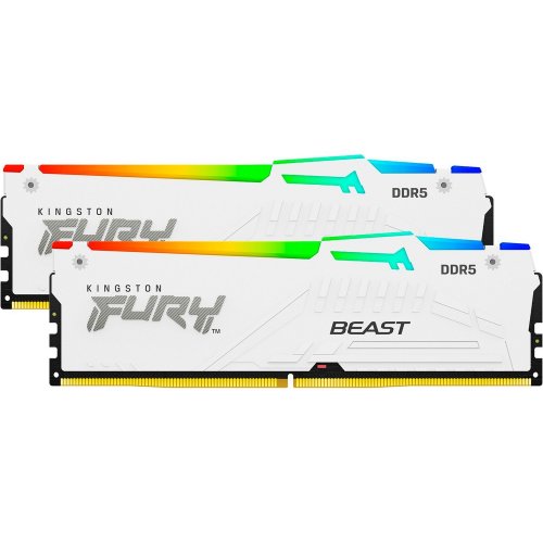 Озп Kingston DDR5 32GB (2x16GB) 6000Mhz FURY Beast RGB White (KF560C40BWAK2-32) (Відновлено продавцем, 743569) купити з перевіркою сумісності: огляд, характеристики, ціна у Києві, Львові, Вінниці, Хмельницькому, Івано-Франківську, Україні | інтернет-магазин TELEMART.UA фото