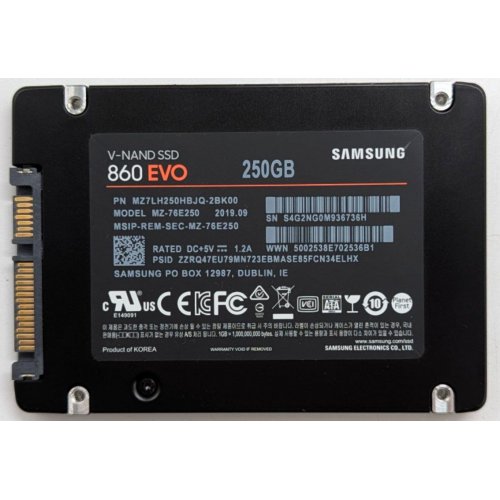 Купить Ssd-диск Samsung 860 EVO V-NAND MLC 250GB 2.5" (MZ-76E250BW) (Восстановлено продавцом, 743795) с проверкой совместимости: обзор, характеристики, цена в Киеве, Днепре, Одессе, Харькове, Украине | интернет-магазин TELEMART.UA фото