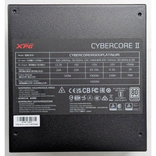 Блок живлення XPG CyberCore II 1000W (CYBERCOREII1000P-BKCEU) Black (Відновлено продавцем, 744364) купити з перевіркою сумісності: огляд, характеристики, ціна у Києві, Львові, Вінниці, Хмельницькому, Івано-Франківську, Україні | інтернет-магазин TELEMART.UA фото