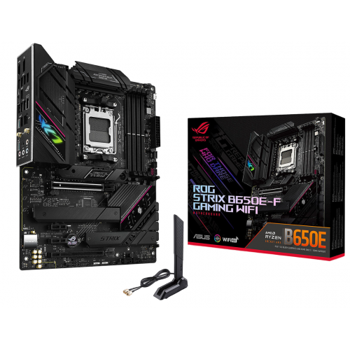 Купить Уценка материнская плата Asus ROG STRIX B650E-F GAMING WIFI (sAM5, AMD B650) (Повреждена упаковка, 744469) с проверкой совместимости: обзор, характеристики, цена в Киеве, Днепре, Одессе, Харькове, Украине | интернет-магазин TELEMART.UA фото