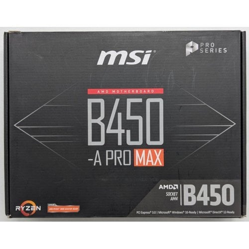 Купить Материнская плата MSI B450-A PRO MAX (sAM4, AMD B450) (Восстановлено продавцом, 744629) с проверкой совместимости: обзор, характеристики, цена в Киеве, Днепре, Одессе, Харькове, Украине | интернет-магазин TELEMART.UA фото