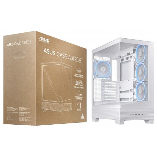 Корпус Asus A31 Plus Tempered Glass без БЖ (90DC00R3-B19000) White купити з перевіркою сумісності: огляд, характеристики, ціна у Києві, Львові, Вінниці, Хмельницькому, Івано-Франківську, Україні | інтернет-магазин TELEMART.UA фото