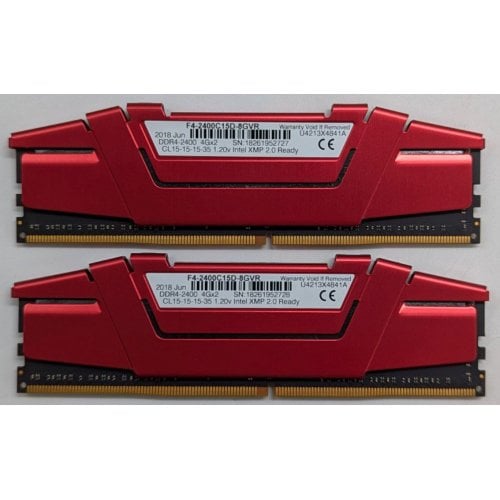 Купить Озу G.Skill DDR4 8GB (2x4GB) 2400Mhz Ripjaws V Red (F4-2400C15D-8GVR) (Восстановлено продавцом, 744724) с проверкой совместимости: обзор, характеристики, цена в Киеве, Днепре, Одессе, Харькове, Украине | интернет-магазин TELEMART.UA фото