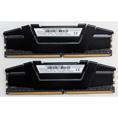 Купить Озу G.Skill DDR4 32GB (2x16GB) 3600Mhz Ripjaws V Black (F4-3600C16D-32GVKC) (Восстановлено продавцом, 744748) с проверкой совместимости: обзор, характеристики, цена в Киеве, Днепре, Одессе, Харькове, Украине | интернет-магазин TELEMART.UA фото