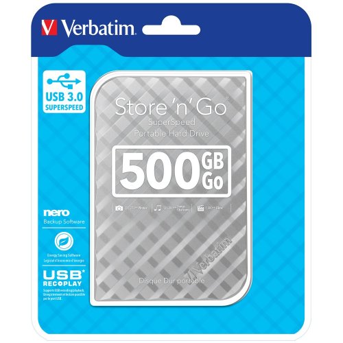 Внешний HDD Verbatim Store 'n' Go 500GB (53021) Silver купить в Украине | Telemart фото