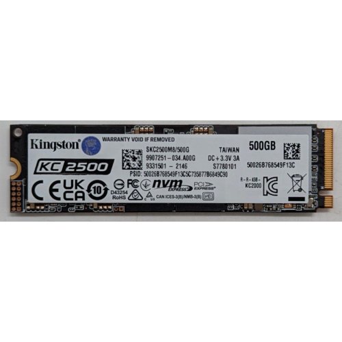 Ssd-диск Kingston KC2500 3D NAND TLC 500GB M.2 (2280 PCI-E) NVMe x4 (SKC2500M8/500G) (Відновлено продавцем, 745193) купити з перевіркою сумісності: огляд, характеристики, ціна у Києві, Львові, Вінниці, Хмельницькому, Івано-Франківську, Україні | інтернет-магазин TELEMART.UA фото