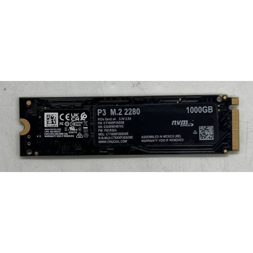 Ssd-диск Crucial P3 3D NAND 1TB M.2 (2280 PCI-E) (CT1000P3SSD8) (Відновлено продавцем, 745228) купити з перевіркою сумісності: огляд, характеристики, ціна у Києві, Львові, Вінниці, Хмельницькому, Івано-Франківську, Україні | інтернет-магазин TELEMART.UA фото