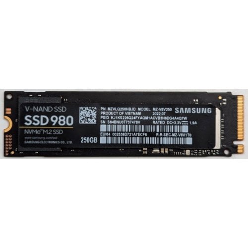 Ssd-диск Samsung 980 V-NAND MLC 250GB M.2 (2280 PCI-E) NVMe 1.4 (MZ-V8V250BW) (Відновлено продавцем, 745483) купити з перевіркою сумісності: огляд, характеристики, ціна у Києві, Львові, Вінниці, Хмельницькому, Івано-Франківську, Україні | інтернет-магазин TELEMART.UA фото