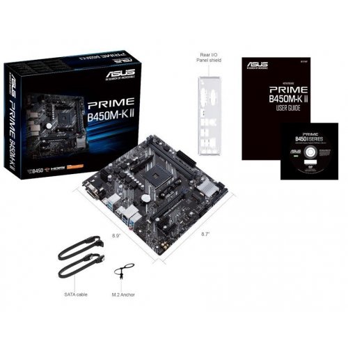 Уцінка материнська плата Asus PRIME B450M-K II (sAM4, AMD B450) (Сліди встановлення, 745550) купити з перевіркою сумісності: огляд, характеристики, ціна у Києві, Львові, Вінниці, Хмельницькому, Івано-Франківську, Україні | інтернет-магазин TELEMART.UA фото