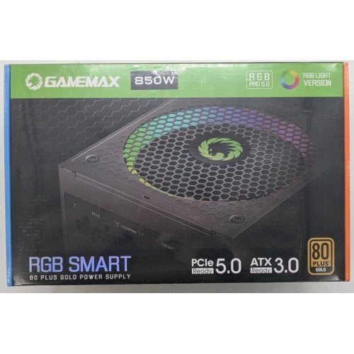 Купить Блок питания GAMEMAX RGB850 PRO 850W (RGB 850 PRO ATX3.0/3.1 PCIE5.0/5.1) Black (Состояние нового, 745575) с проверкой совместимости: обзор, характеристики, цена в Киеве, Днепре, Одессе, Харькове, Украине | интернет-магазин TELEMART.UA фото