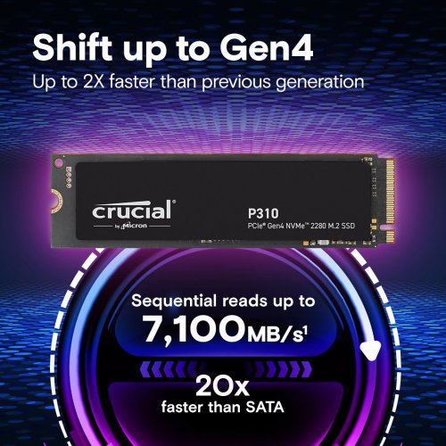 SSD-диск Crucial P310 3D NAND 500GB M.2 (2280 PCI-E) NVMe x4 (CT500P310SSD8) купити з перевіркою сумісності: огляд, характеристики, ціна у Києві, Львові, Вінниці, Хмельницькому, Івано-Франківську, Україні | інтернет-магазин TELEMART.UA фото