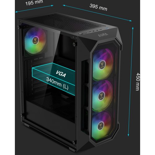 Корпус Gamdias AURA GC1 Elite ARGB Tempered Glass без БЖ (4711514500592) Black купити з перевіркою сумісності: огляд, характеристики, ціна у Києві, Львові, Вінниці, Хмельницькому, Івано-Франківську, Україні | інтернет-магазин TELEMART.UA фото