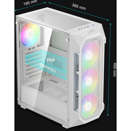 Корпус Gamdias AURA GC1 Elite ARGB Tempered Glass без БЖ (4711514500608) White купити з перевіркою сумісності: огляд, характеристики, ціна у Києві, Львові, Вінниці, Хмельницькому, Івано-Франківську, Україні | інтернет-магазин TELEMART.UA фото