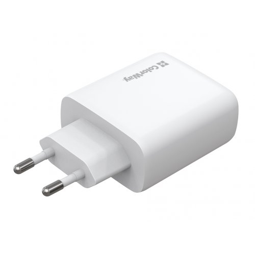 Мережевий зарядний пристрій ColorWay GaN Mini 2 x USB Type-C 50W (CW-CHS050PD-WT) White купити в Україні: Київ, Львів, Хмельницький, Тернопіль, Івано-Франківськ | Низька ціна, відгуки, характеристики від TELEMART фото
