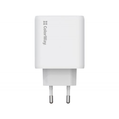 Мережевий зарядний пристрій ColorWay GaN Mini 2 x USB Type-C 50W (CW-CHS050PD-WT) White купити в Україні: Київ, Львів, Хмельницький, Тернопіль, Івано-Франківськ | Низька ціна, відгуки, характеристики від TELEMART фото