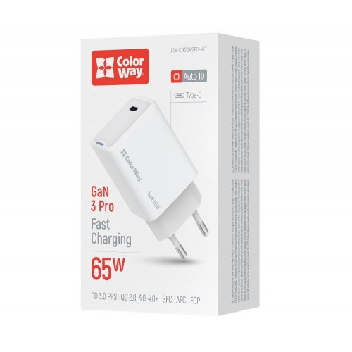 Photo ColorWay GaN Mini USB Type-C 65W (CW-CHS049PD-WT) White