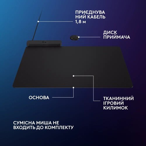 Купити Килимок для миші Logitech Powerplay 2 (947-000003) Black - ціна в Києві, Львові, Вінниці, Хмельницькому, Франківську, Україні | інтернет-магазин TELEMART.UA фото
