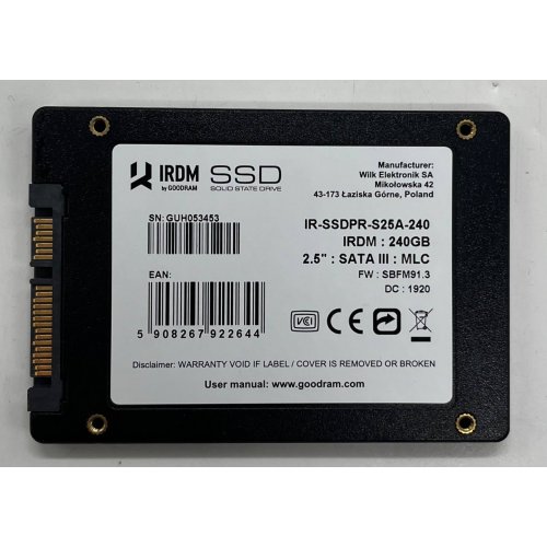 Ssd-диск GoodRAM IRDM MLC 240GB 2.5" (IR-SSDPR-S25A-240) (Відновлено продавцем, 745933) купити з перевіркою сумісності: огляд, характеристики, ціна у Києві, Львові, Вінниці, Хмельницькому, Івано-Франківську, Україні | інтернет-магазин TELEMART.UA фото