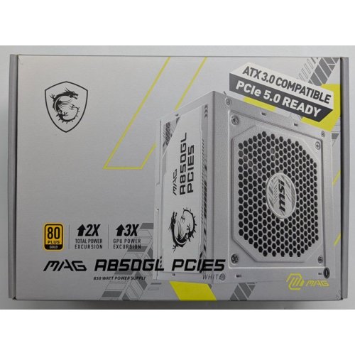 Купить Блок питания MSI MAG 850W PCIE5 (A850GL WHITE) White (Восстановлено продавцом, 746088) с проверкой совместимости: обзор, характеристики, цена в Киеве, Днепре, Одессе, Харькове, Украине | интернет-магазин TELEMART.UA фото