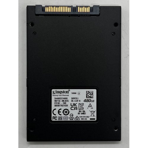 Ssd-диск Kingston SSDNow A400 TLC 480GB 2.5'' (SA400S37/480G) (Відновлено продавцем, 746272) купити з перевіркою сумісності: огляд, характеристики, ціна у Києві, Львові, Вінниці, Хмельницькому, Івано-Франківську, Україні | інтернет-магазин TELEMART.UA фото