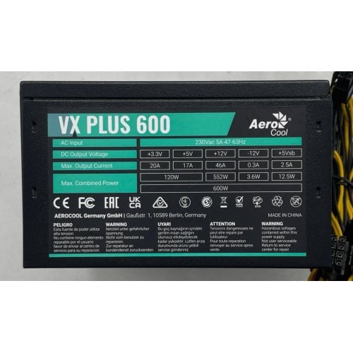 Купить Блок питания Aerocool VX Plus 600W (ACPN-VS60NEY.11) (Восстановлено продавцом, 746782) с проверкой совместимости: обзор, характеристики, цена в Киеве, Днепре, Одессе, Харькове, Украине | интернет-магазин TELEMART.UA фото