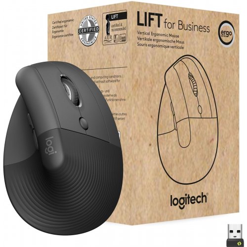 Купить Мышка Logitech Lift Vertical Ergonomic Wireless (910-006494) Graphite - цена в Харькове, Киеве, Днепре, Одессе
в интернет-магазине Telemart фото