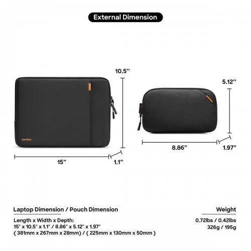 Комплект чехлов Tomtoc 16" Defender-A13 (A13F2DV) Black купить в Украине: Киев, Днепр, Харьков, Одесса  | Низкая цена, отзывы, характеристики от TELEMART фото