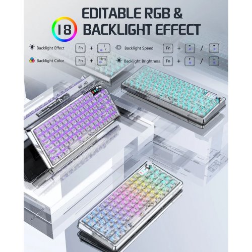 Купить Клавиатура Attack Shark K75 Pro RGB Linear Switch (AS-6972792470351-PRO-TW) Transparent White - цена в Харькове, Киеве, Днепре, Одессе
в интернет-магазине Telemart фото
