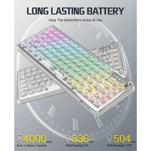 Купить Клавиатура Attack Shark K75 Pro RGB Linear Switch (AS-6972792470351-PRO-TW) Transparent White - цена в Харькове, Киеве, Днепре, Одессе
в интернет-магазине Telemart фото
